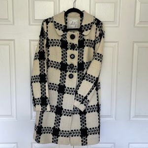 Milly Cream & Black Plaid Coat